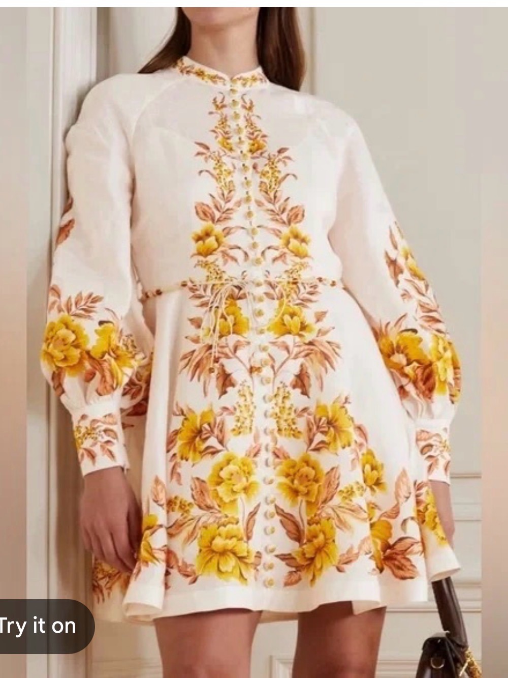 Zimmermann White Mini Dress with Yellow Floral Embroidery